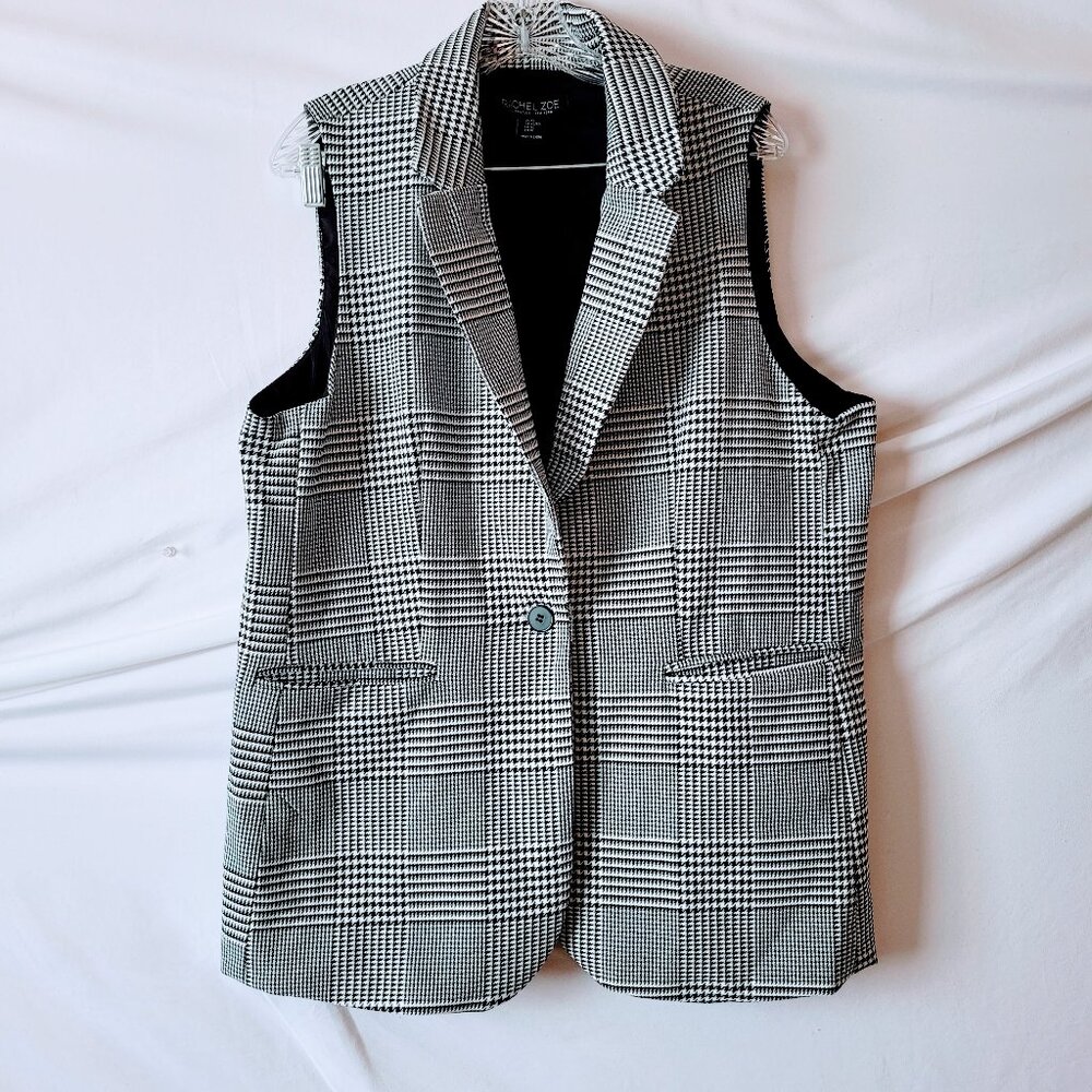 Rachel Zoe Houndstooth Plaid Vest Size XL